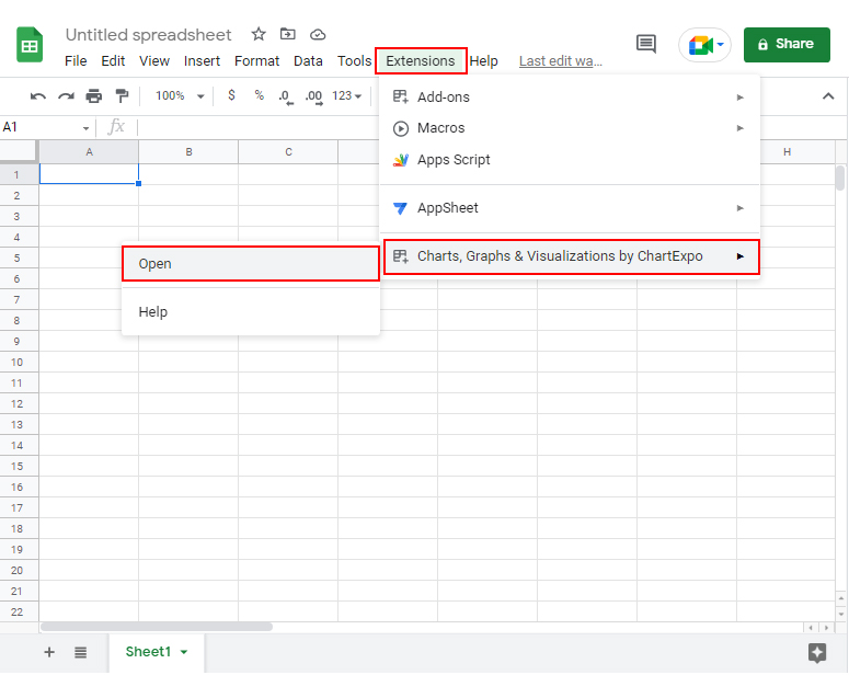 open chartexpo in google sheets