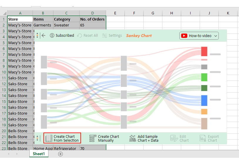 create chart in excel