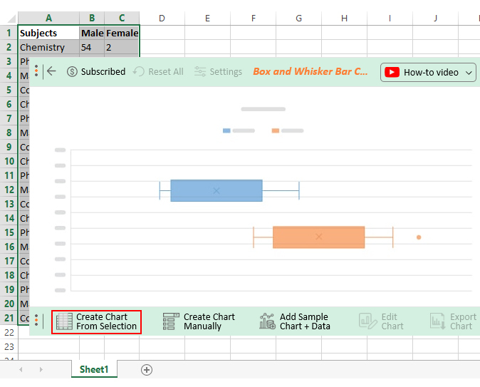 create chart in excel