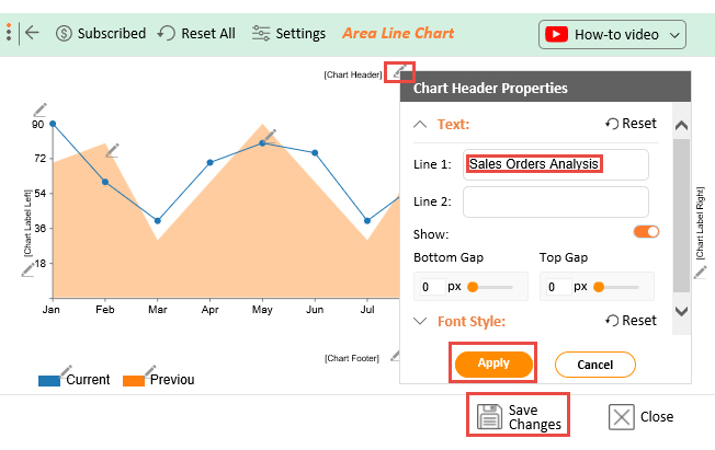 add header time series chart in excel