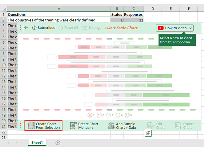 create likert scale chart in excel