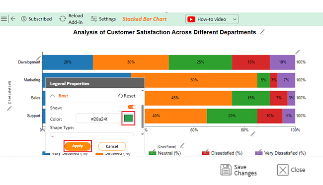 Change Colors of Bars for Making Percentage Bar Graph