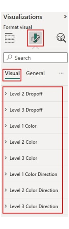Expand Level Colors Properties and Select Colors After Doing DAX Filters Function