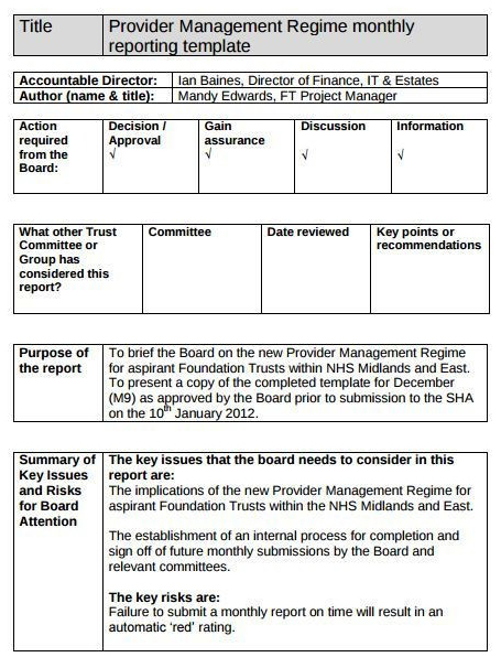 Board Report Template