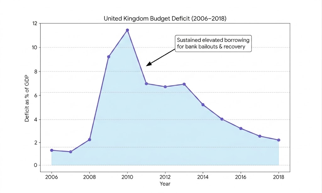 UK Budget Deficit by Year Graph