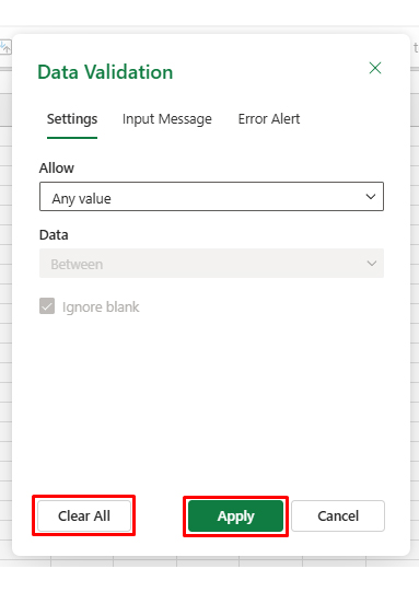 Data Validation in Excel