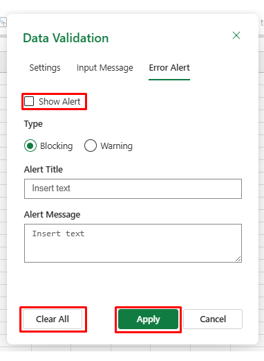 Data Validation in Excel