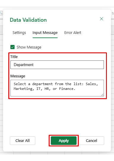 Data Validation in Excel