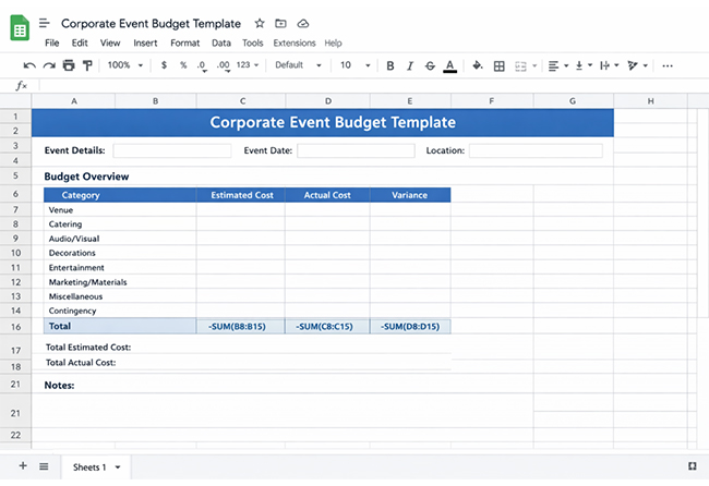 Event Budget Template