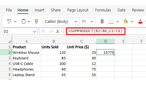 How to Use Sumproduct in Excel