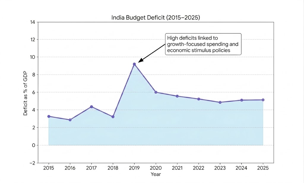 India Budget Deficit by Year Graph