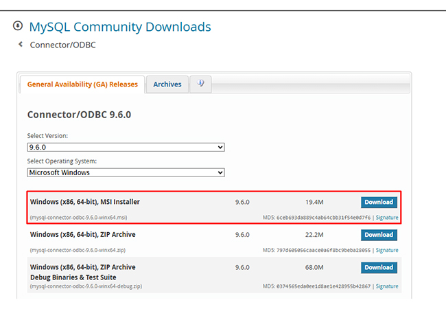 MySQL ODBC Connector