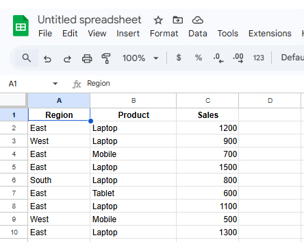 SUMPRODUCT in Google Sheets