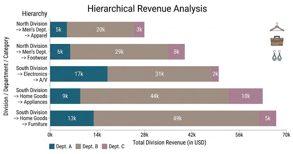 Hierarchical Segmented Bar Chart