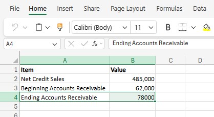 Calculate Accounts Receivable Turnover Ratio