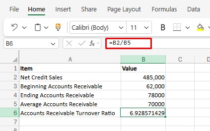 Calculate Accounts Receivable Turnover Ratio